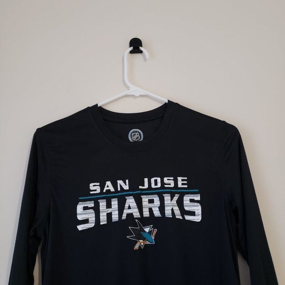 San Jose Sharks Long Sleeve T-Shirt Tee Youth Large 14/16 Black NHL Boys NWT - Picture 3 of 11